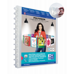 Oxford Polyvision Variozip A4+ Carpeta de Fundas Removibles - Tapa de Plastico Personalizable - 20 Fundas Transparentes - Organi