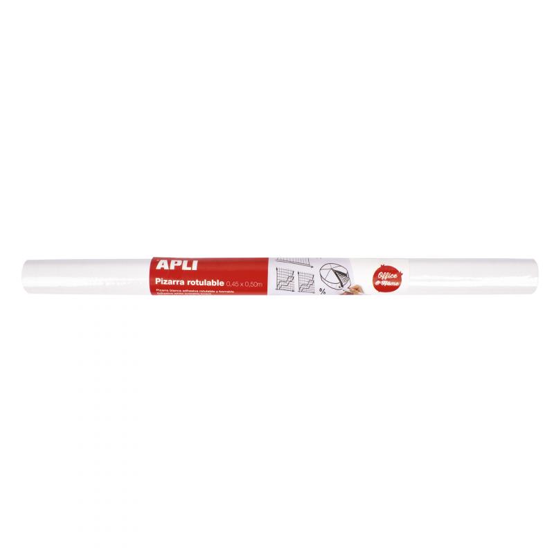 Apli Pizarra Blanca Adhesiva en Rollo 500x450 - Facil de Cortar y Pegar - Ideal para Presentaciones y Notas - Color Blanco