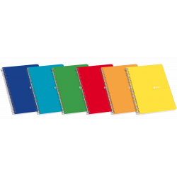 Enri Cuaderno Espiral Tapa Blanda Fº Liso 80 Hojas - Tamaño Fº - 80 Hojas - Espiral Resistente - Colores Surtidos