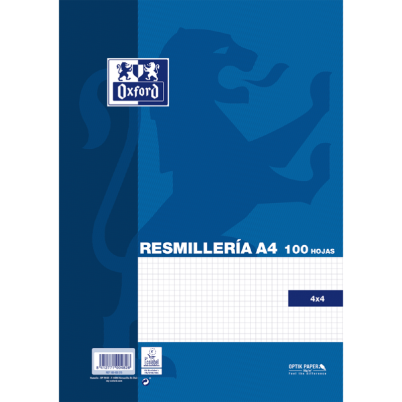 Oxford School Classic A4 Resmilleria 4x4 100 Hojas - Cuaderno de Tamaño A4 - Resmilleria de 4x4