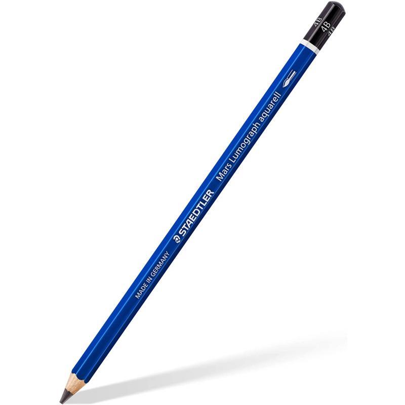 Staedtler Mars Lumograph Aquarell 100A Lapiz de Grafito - Mina 4B - Resistencia a la Rotura - Madera de Bosques Sostenibles