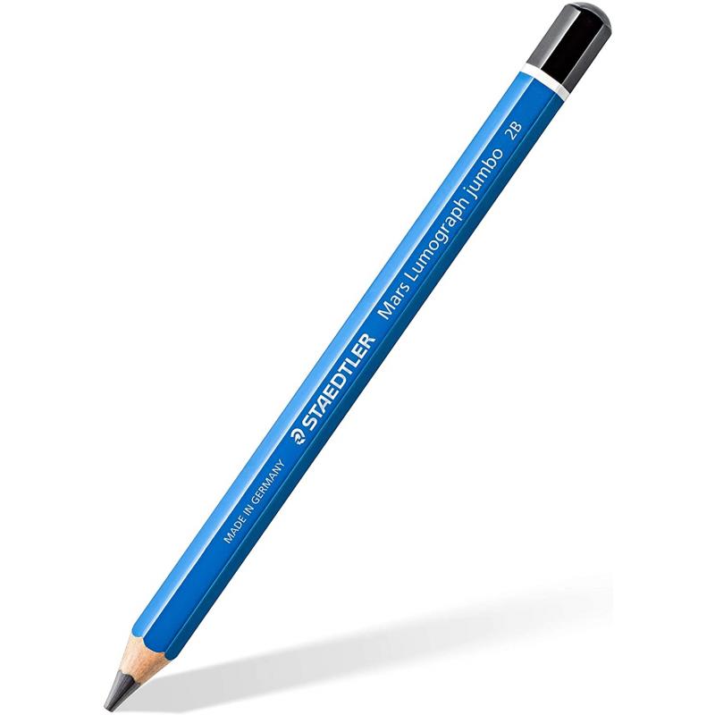 Staedtler Mars Lumograph Jumbo 100J Lapiz de Grafito - Mina 2B - Acabados Metalicos - Diametro de Mina 5.3mm Aprox - Madera de B