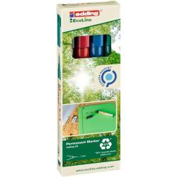 Edding 25 EcoLine Pack de 4 Rotuladores Permanentes - Punta Redonda Fina - Trazo 1mm - 90% de Plastico Reciclado - Colores Surti