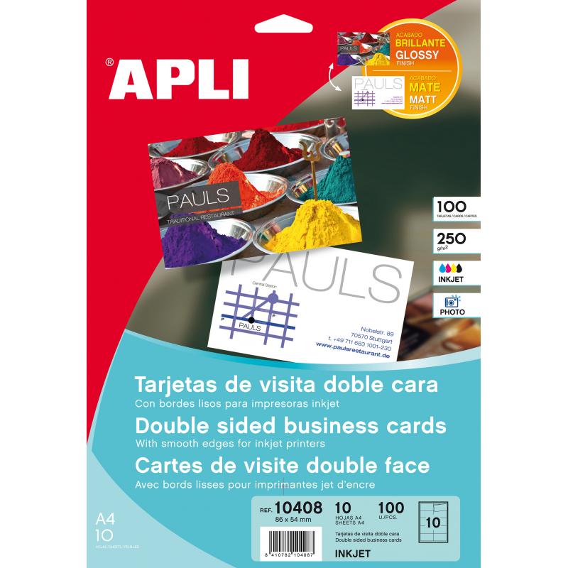 Apli Tarjetas de Visita Doble Cara Brillante 250g 10 Hojas