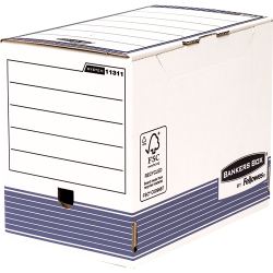 Bankers Box Caja de Archivos Tamaño A4 Fastfold - Montaje Automatico - Certificacion FSC - Dimensiones Internas 26x20x31.50cm - 