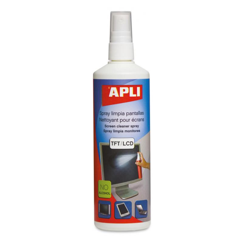 Apli Spray Limpiador Pantallas TFT/LCD - Contenido 250ml - Elimina Manchas y Polvo - Mantiene Pantallas Limpias y sin Bacterias