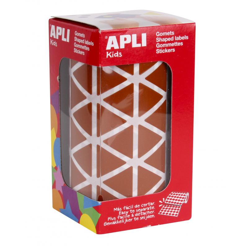 Apli Gomets Triangulares Marron 20x20x20mm - 59 Hojas Pretroqueladas - 2832 Gomets por Rollo - Ideal para Escuelas y Talleres In