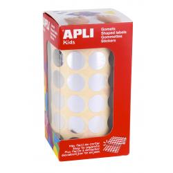 Apli Gomets Redondos Plata Metalizado Ø 15mm - 59 Hojas Pretroqueladas - 2832 Gomets por Rollo - Desarrolla Psicomotricidad Fina