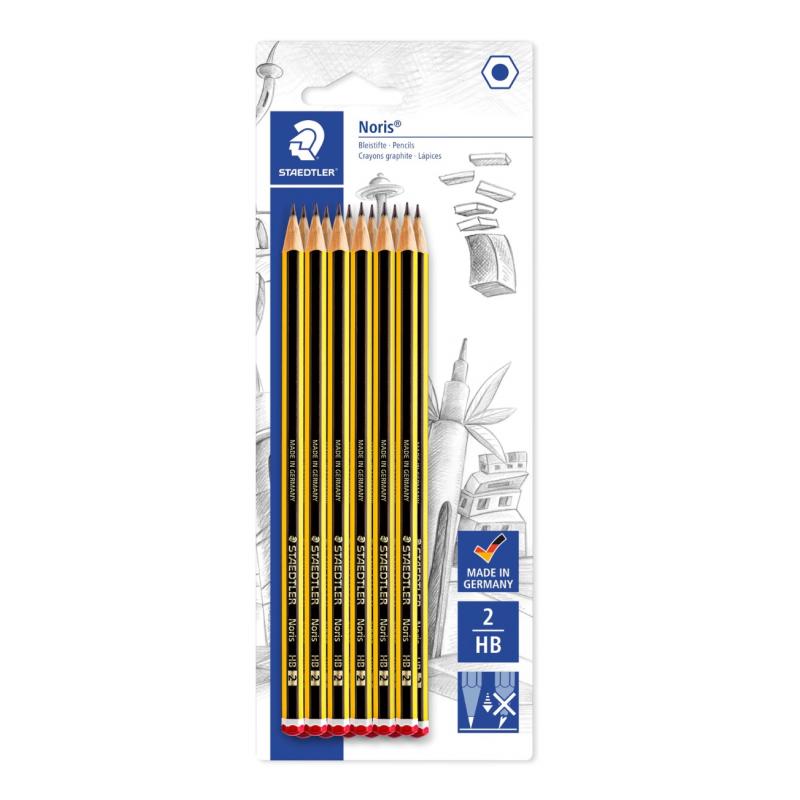 Staedtler Noris 120 Pack de 12 Lapices de Grafito Hexagonales - Mina 2HB - Resistencia a la Rotura - Madera de Bosques Sostenibl