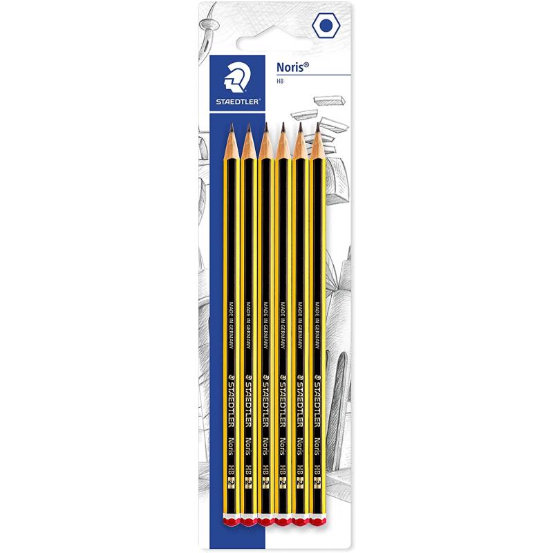 Staedtler Noris 120 Pack de 6 Lapices de Grafito Hexagonales - Mina 2HB - Resistencia a la Rotura - Madera de Bosques Sostenible