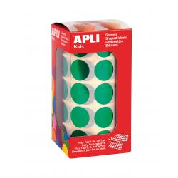 Apli Gomets Redondos Ø 20mm Verde Metalizado - 59 Hojas Pretroqueladas - Adhesivo Permanente - Normas EN-71 y FSC - Adhesivo Bas