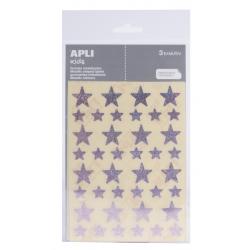 Apli Gomets Estrella Holograficos - Tamaño 12.5mm y 19.5mm - Adhesivo Permanente - 120 Gomets por Bolsa - Desarrollo de Habilida