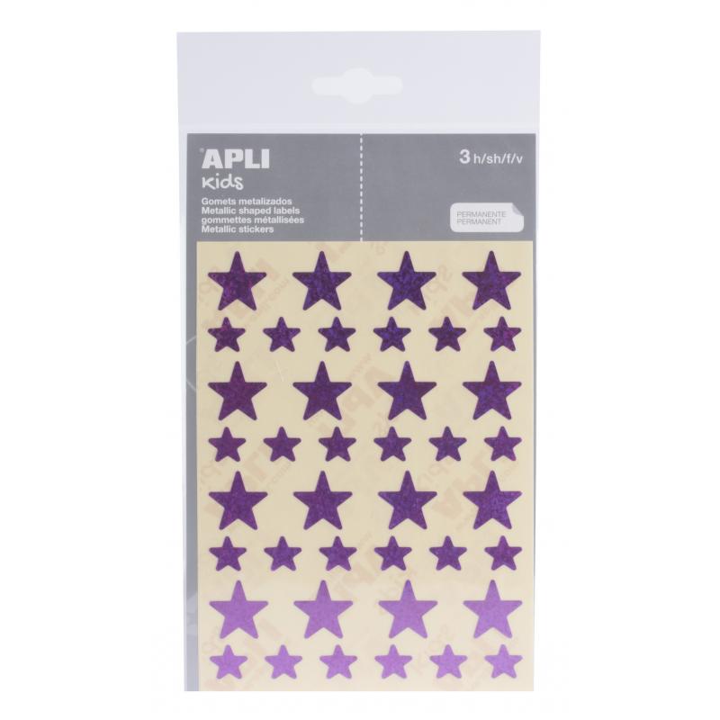 Apli Gomets Estrella Holograficos - Tamaño 12.5mm y 19.5mm - Adhesivo Permanente - 120 Unidades por Bolsa - Desarrollo de Habili