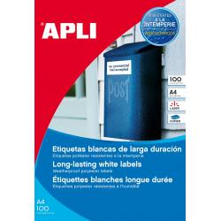 Apli Etiquetas Blancas Resistentes Intemperie 210 x 297 mm - 100 Hojas