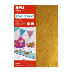 Apli Pack de 4 Goma Eva Purpurina A4 - Grosor 2 mm - Impremeable - Moldeable al Calor - Colores Surtidos