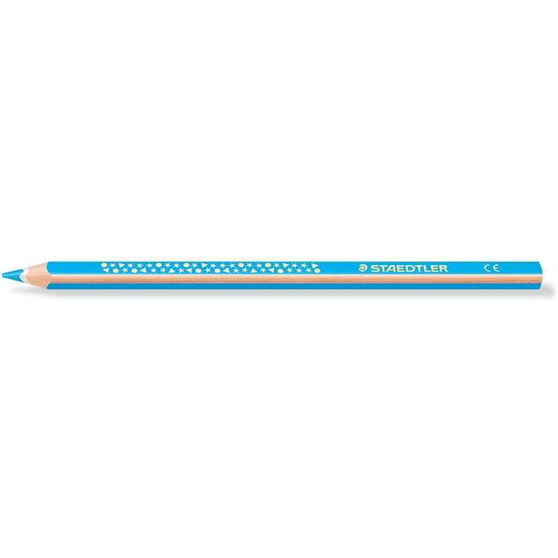 Staedtler Jumbo Noris 128 Lapiz Triangular de Color - Mina de 4mm - Resistencia a la Rotura - Diseño Ergonomico - Color Azul Cla