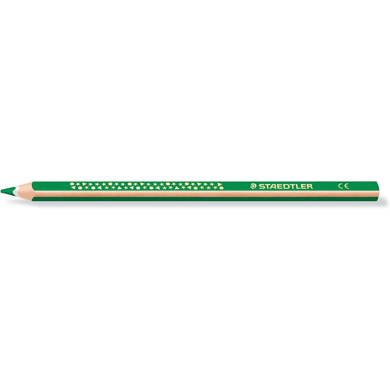 Staedtler Jumbo Noris 128 Lapiz Triangular de Color - Mina de 4mm - Resistencia a la Rotura - Diseño Ergonomico - Color Verde