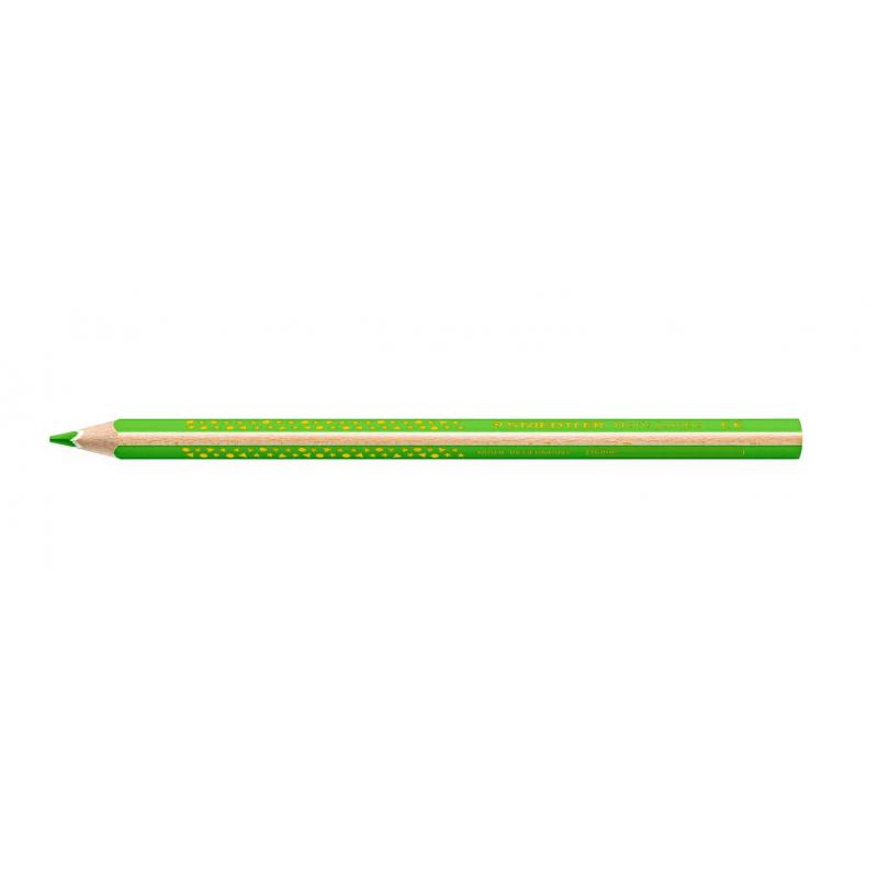 Staedtler Jumbo Noris 128 Lapiz Triangular de Color - Mina de 4mm - Resistencia a la Rotura - Diseño Ergonomico - Color Verde Cl