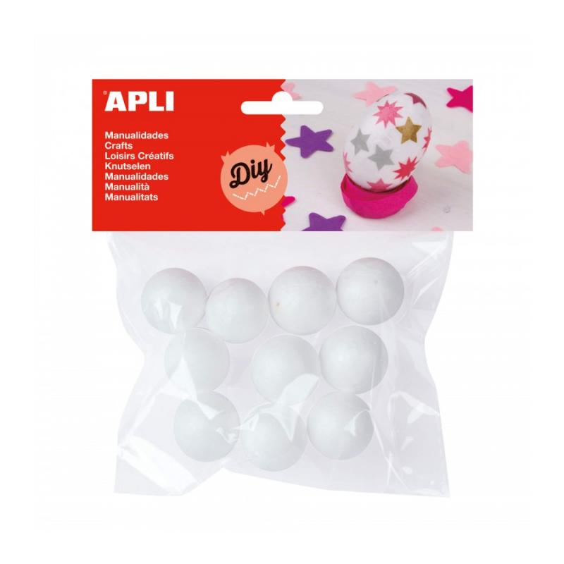 Apli Pack de 10 Bolas de Porexpan Ø 25 mm - Color Blanco