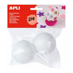 Apli Pack de 2 Bolas de Porexpan Ø 60 mm - Color Blanco