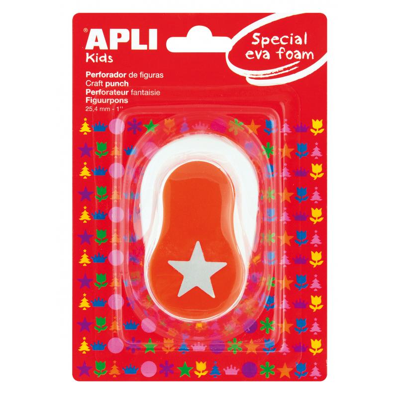 Apli Perforadora Estrella - Figura de 25.4mm - Perfora Papel, Carton, Cartulina y Goma Eva de Hasta 2mm - Deposito de Facil Aper