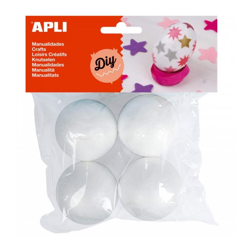 Apli Pack de 4 Bolas de Porexpan Ø 50 mm - Color Blanco