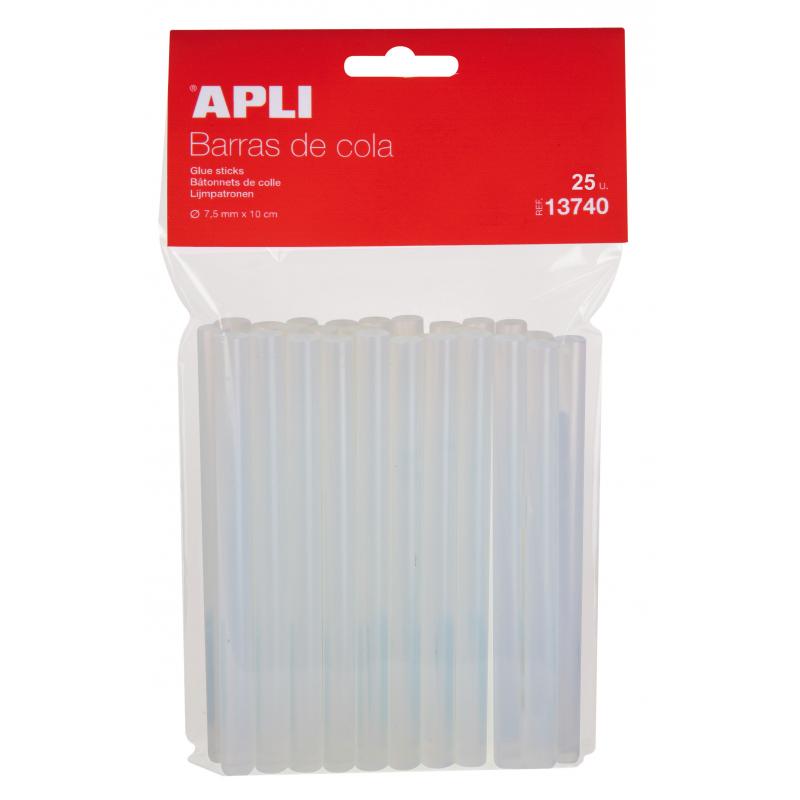 Apli Pack de 25 Barras Termofusibles Ø7.5mmx10cm - Precision y Limpieza en tus Trabajos - No Gotea - Compatible con Pistolas Ø7.