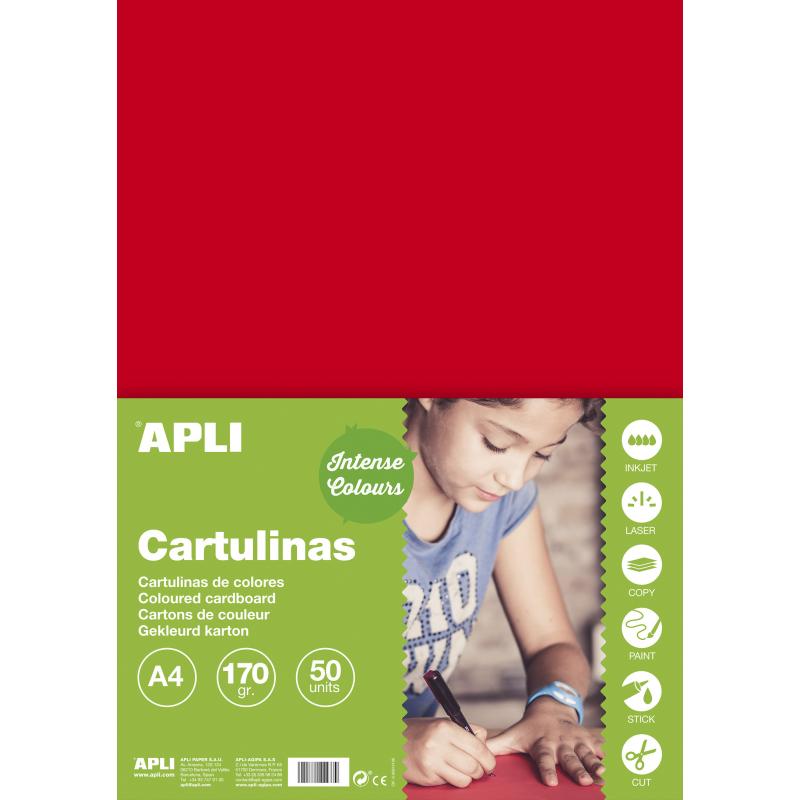 Apli Cartulina Roja A4 170g 50 Hojas