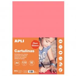 Apli Cartulina Rosa Fluorescente A4 170g 50 Hojas