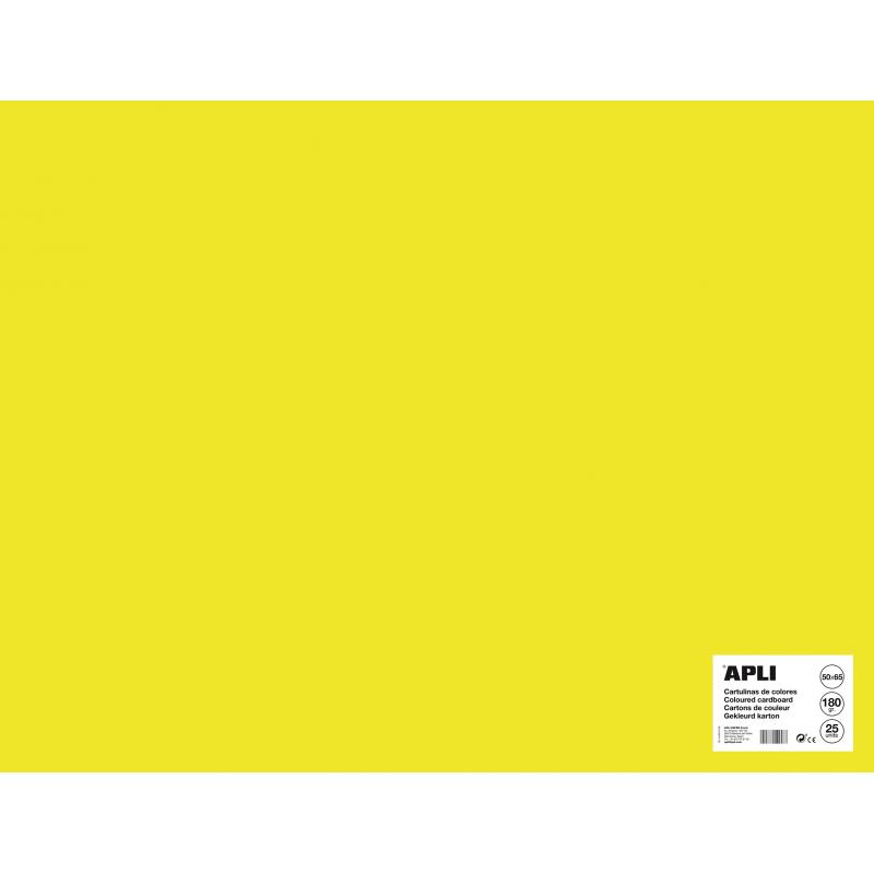 Apli Cartulina Amarillo Fluorescente 50 x 65cm 170g 25 Hojas