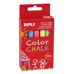 Apli Tizas Redondas de Colores Surtidos - Pack de 10 Tizas de Ø 9 x 80mm - sin Polvo - Ideales para Escribir, Dibujar y Colorear