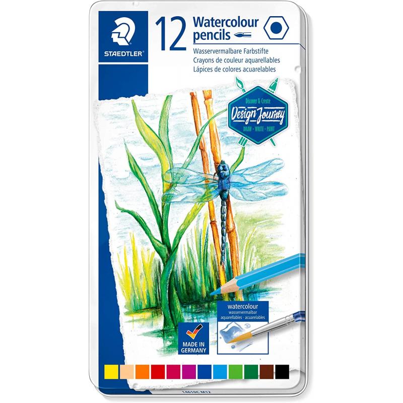 Staedtler 146 10C Pack de 12 Lapices de Colores Acuarelables - Resistentes a la Rotura - Colores Surtidos