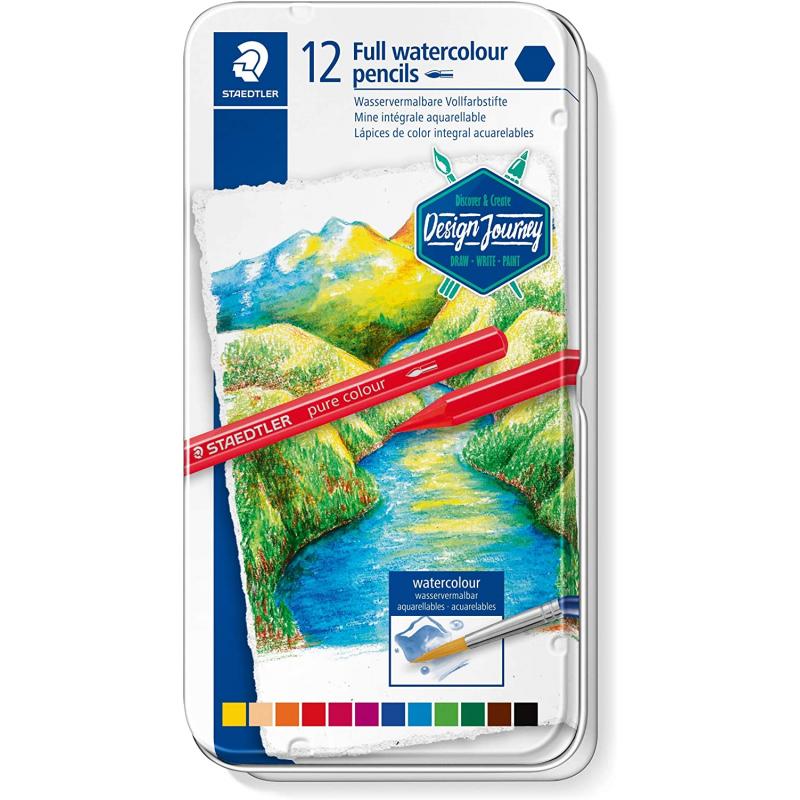 Staedtler 146 10G Pack de 12 Lapices de Colores Acuarelables - Sin Madera - Colores Surtidos