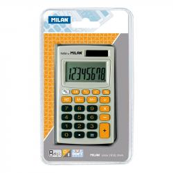 Milan Calculadora de Bolsillo 8 Digitos - 3 Teclas de Memoria y Raiz Cuadrada - Apagado Automatico - Incluye Funda - Color Gris 