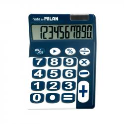 Milan Calculadora de Sobremesa 10 Digitos - Teclas Grandes - Apagado Automatico - Color Azul y Blanco