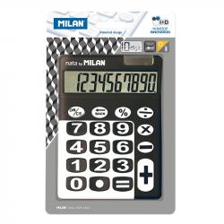 Milan Calculadora 10 Digitos - Calculadora de Sobremesa - Teclas Grandes - Tecla Rectificacion Entrada de Datos - Color Negro/Bl
