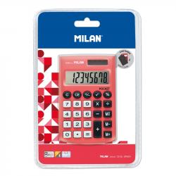 Milan Pocket Calculadora 8 Digitos - Calculadora de Bolsillo - Tacto Suave - 3 Teclas de Memoria y Raiz Cuadrada - Color Rojo