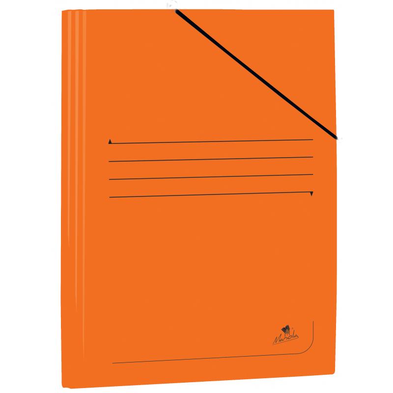 Mariola Carpeta de Carton Plastificado Folio 500gr/m2 - Medidas 34x25cm - Cierre con Goma Elastica - Color Naranja