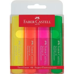 Faber-Castell Textliner 46 Superfluorescente Pack de 4 Marcadores Fluorescentes - Punta Biselada - Trazo entre 1mm y 5mm - Tinta