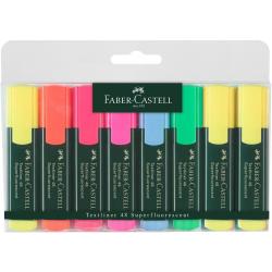 Faber-Castell Textliner 48 Pack de 8 Marcadores Fluorescentes - Punta Biselada - Trazo entre 1.2mm y 5mm - Tinta con Base de Agu