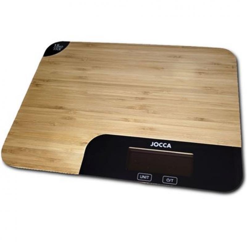 Jocca Tabla de Cortar de Bambu con Bascula - Medidas: 350 x 260 x 25mm - Funcion Tara y Apagado Automatico - Peso Max. 15kg