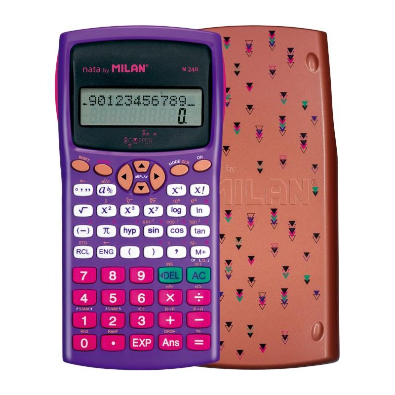 Milan M240 Calculadora Cientifica Copper 10+2 Digitos - Pantalla de 2 Lineas - 240 Funciones Integradas Incluyendo 124 Cientific