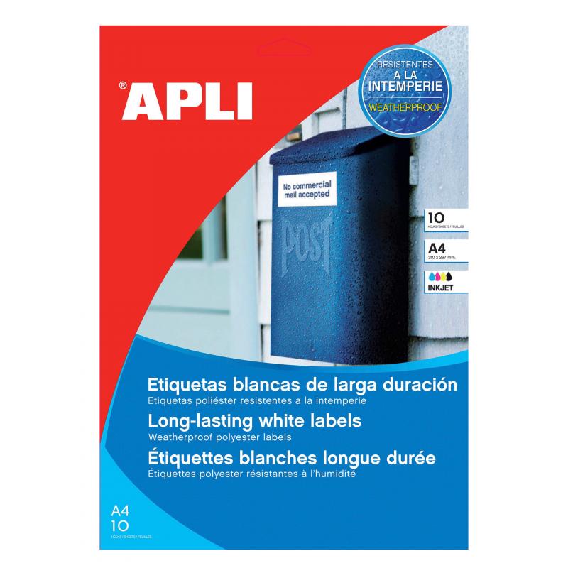 Apli Etiquetas Blancas Resistentes Intemperie 99.1 x 139mm 10 Hojas