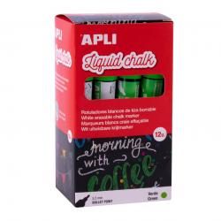 Apli Rotulador de Tiza Liquida Verde - Punta Redonda - Ideal para Pizarras, Plastico, Ventanas, Ceramica, Vinilos, Metal, Etc - 