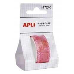 Apli Washi Tape Petalos Precortados - Tamaño 20mmx2m - 200 Petalos Rosados - Adhesivo de Alta Calidad - Ideal para Manualidades 