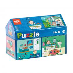 Apli Kids Puzle Casa Interior - 24 Piezas de 7x7cm - Diseño Exclusivo Infantil, Colorido, Claro y Simple - Piezas Resistentes y 