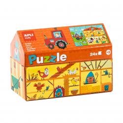 Apli Kids Puzle Granja - 24 Piezas de 7x7cm - Diseño Infantil y Colorido - Piezas Resistentes y Seguras - Desarrolla Habilidades