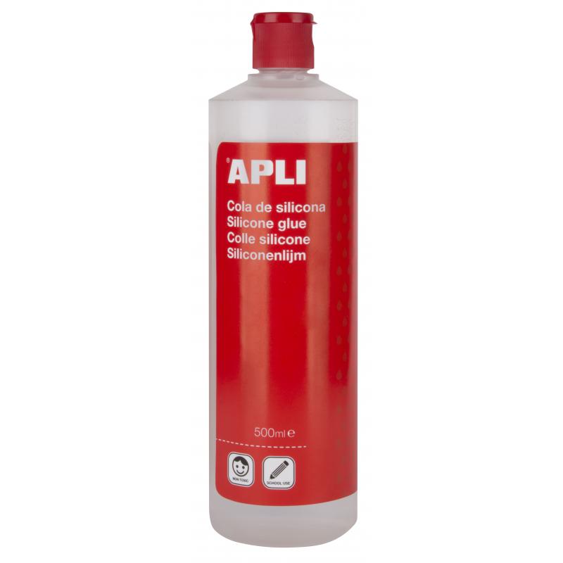 Apli Silicona Escolar 500ml - No Contiene Metanol - Cumple Normativa Une-En 71 Parte 5 - Pegado Eficiente de Goma Eva, Plasticos