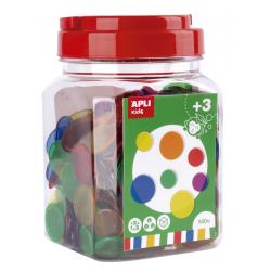 Apli Kit de 500 Piezas Redondas de Plastico Transparente - 25mm y 18mm - Ideal para Mesas de Luz y Practicas de Secuencias y Cla