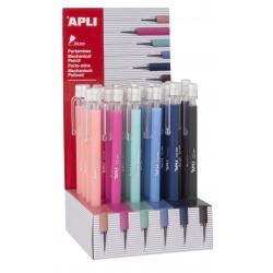 Apli Expositor Portaminas Soft Nordik 0.5mm - Colores Salmon, Rosa, Turquesa, Azul, Azul Marino y Negro - Capuchon con Tapon Tra